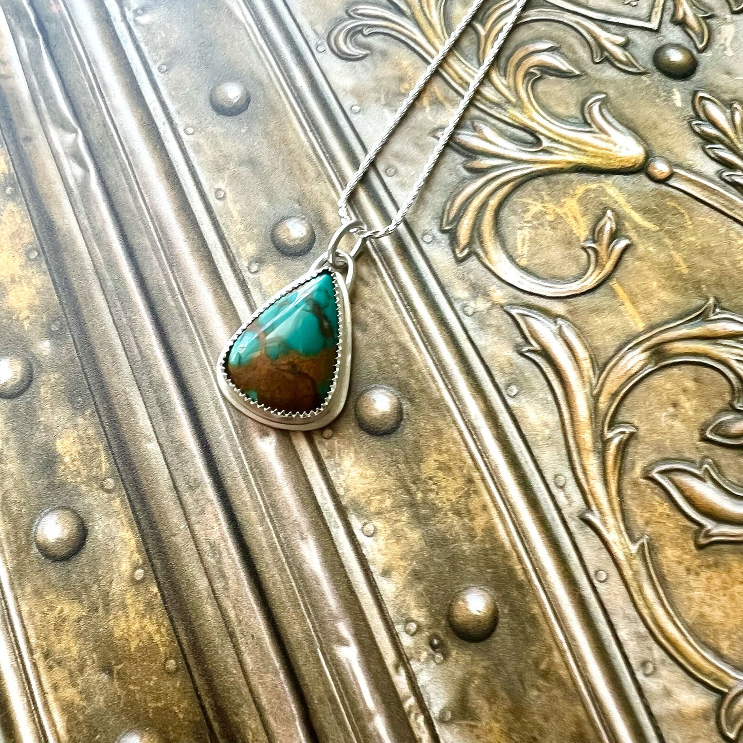STERLING SILVER SKY CLOUD TURQUOISE NECKLACE - HEAVEN AND EARTH TALISMAN