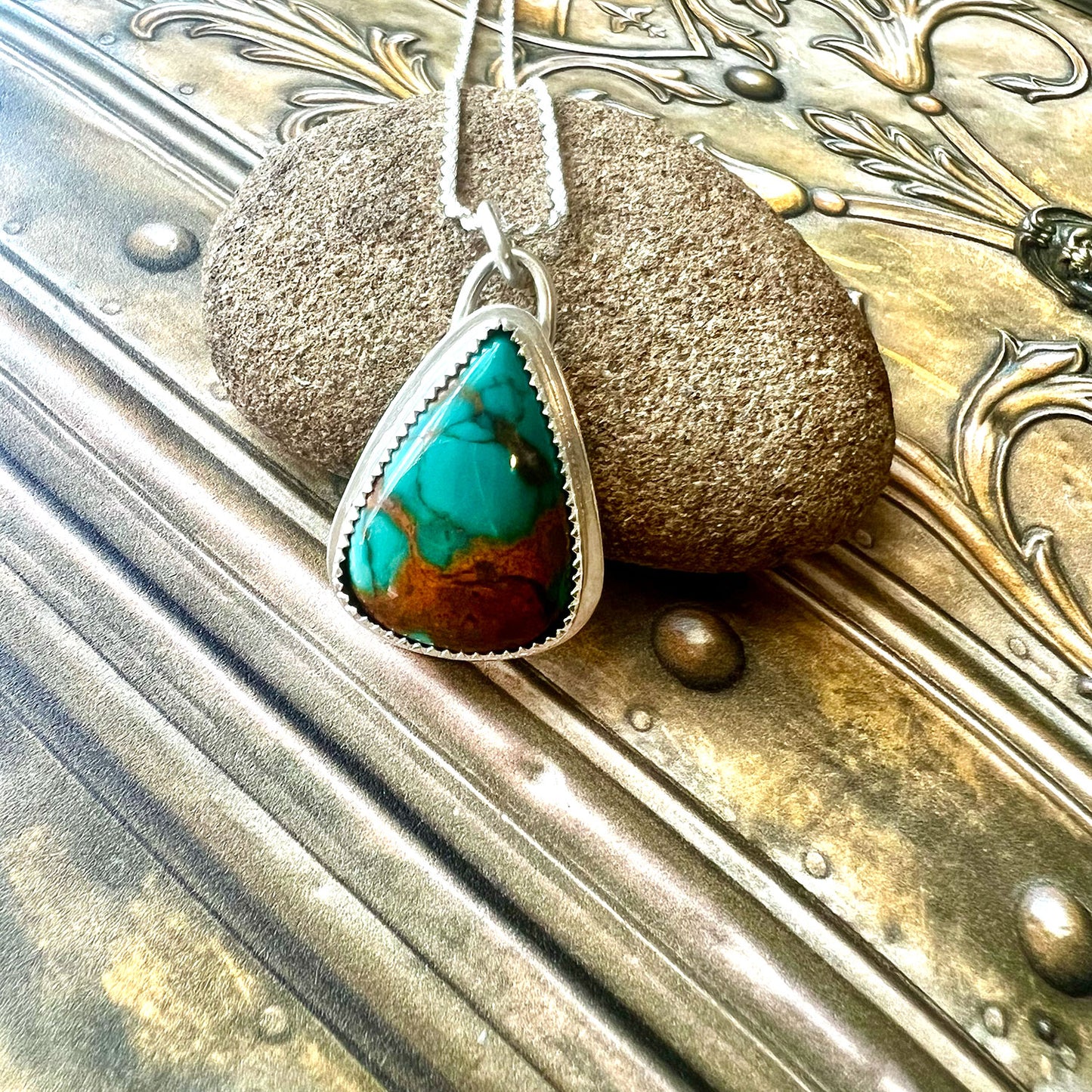 STERLING SILVER SKY CLOUD TURQUOISE NECKLACE - HEAVEN AND EARTH TALISMAN