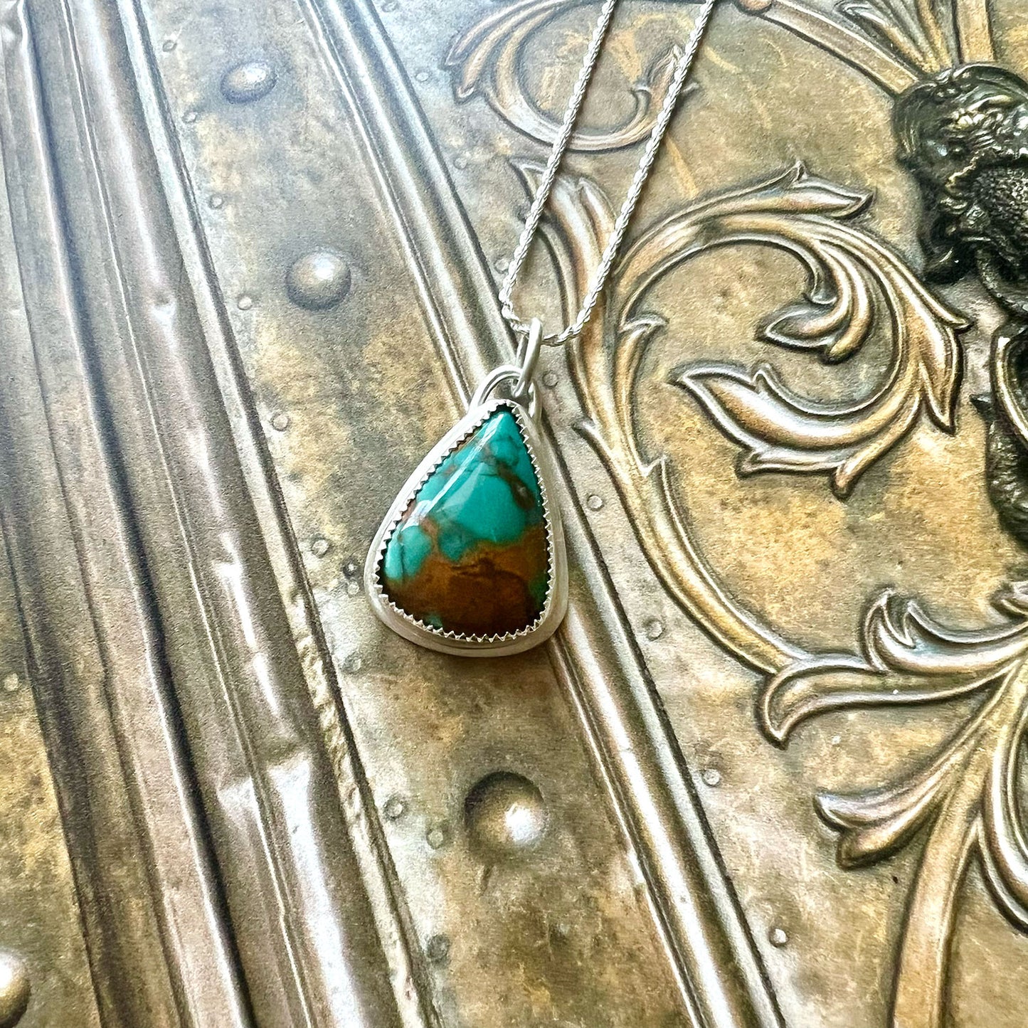 STERLING SILVER SKY CLOUD TURQUOISE NECKLACE - HEAVEN AND EARTH TALISMAN