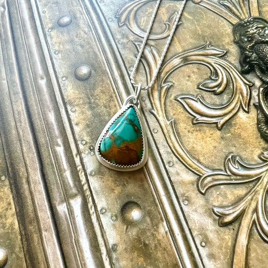 STERLING SILVER SKY CLOUD TURQUOISE NECKLACE - HEAVEN AND EARTH TALISMAN