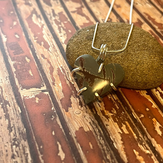 STERLING SILVER SONORAN DENDRITIC RHYOLITE HEART NECKLACE - PROGRESS TALISMAN
