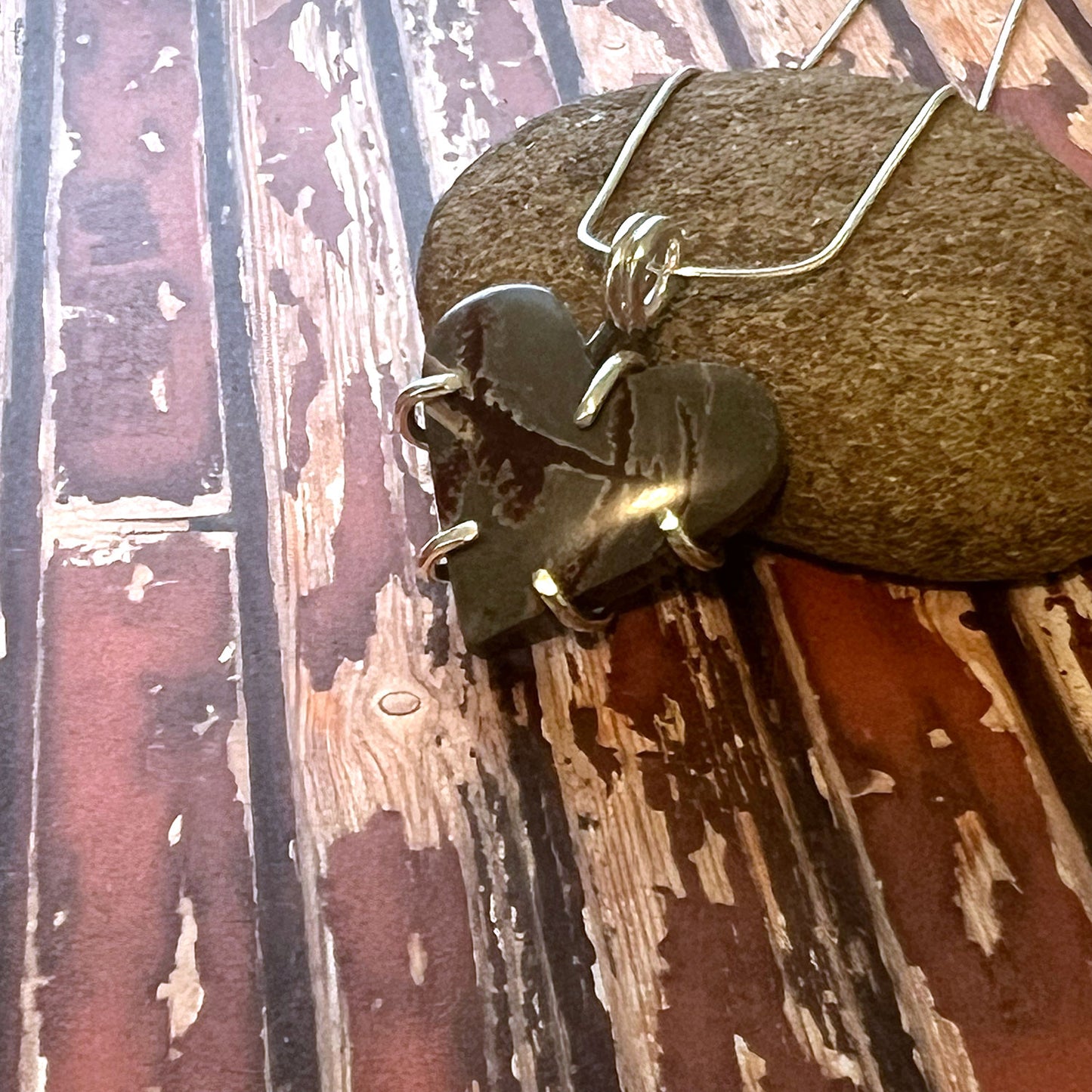 STERLING SILVER SONORAN DENDRITIC RHYOLITE HEART NECKLACE - PROGRESS TALISMAN