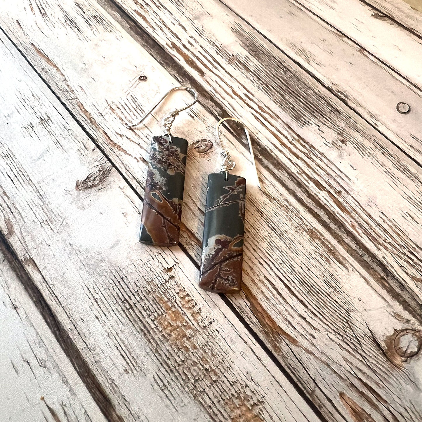 STERLING SILVER SONORAN DENDRITIC RHYOLITE EARRINGS - PROGRESS TALISMAN