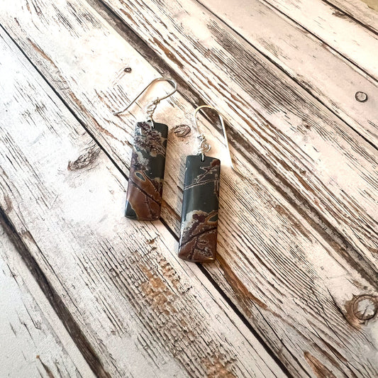 STERLING SILVER SONORAN DENDRITIC RHYOLITE EARRINGS - PROGRESS TALISMAN
