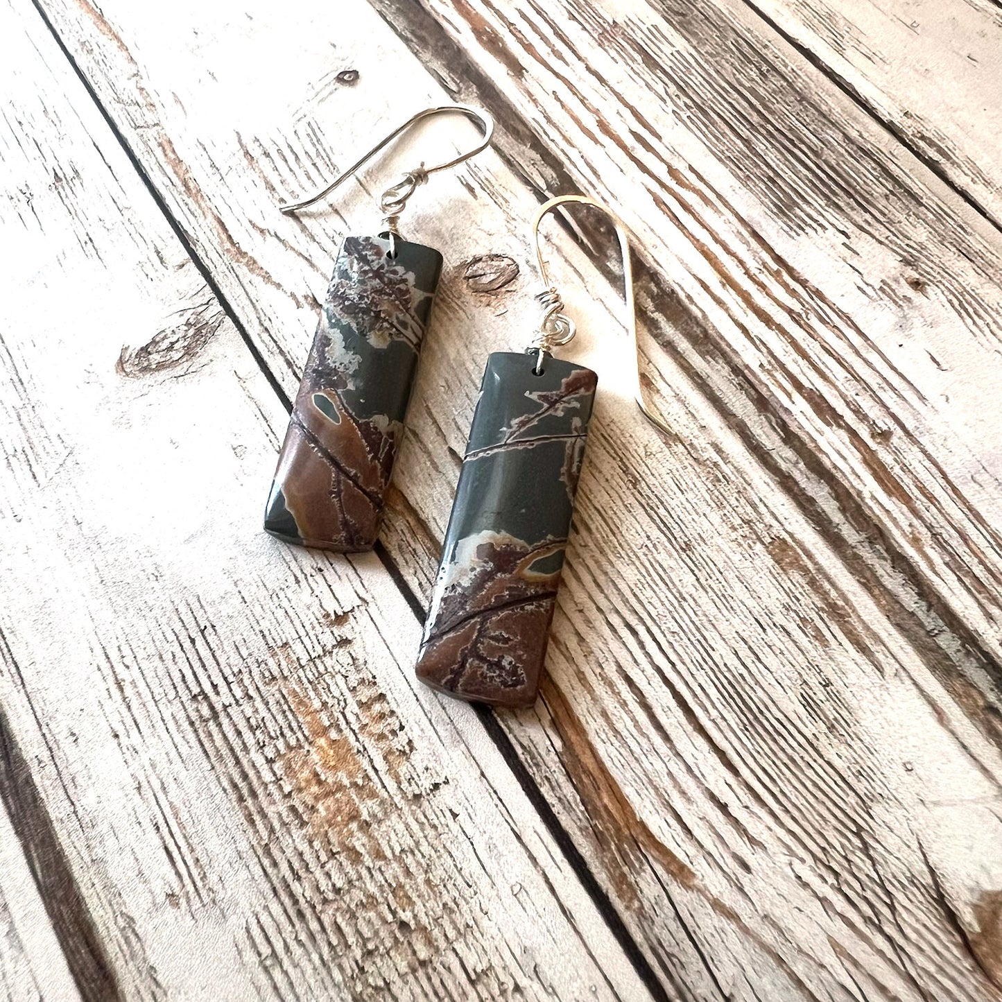 STERLING SILVER SONORAN DENDRITIC RHYOLITE EARRINGS - PROGRESS TALISMAN