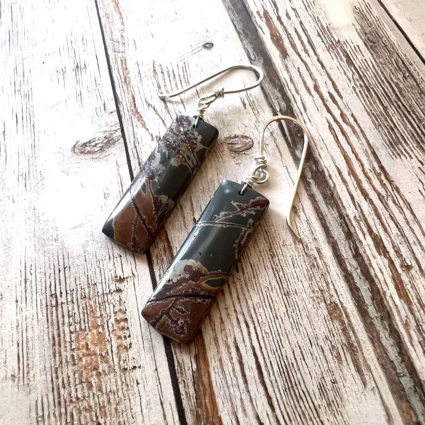 STERLING SILVER SONORAN DENDRITIC RHYOLITE EARRINGS - PROGRESS TALISMAN