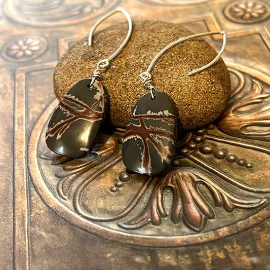 STERLING SILVER SONORAN DENDRITIC RHYOLITE EARRINGS - PROGRESS TALISMAN