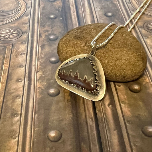 STERLING SILVER SONORAN DENDRITIC RHYOLITE NECKLACE (TRIANGLE) - PROGRESS TALISMAN
