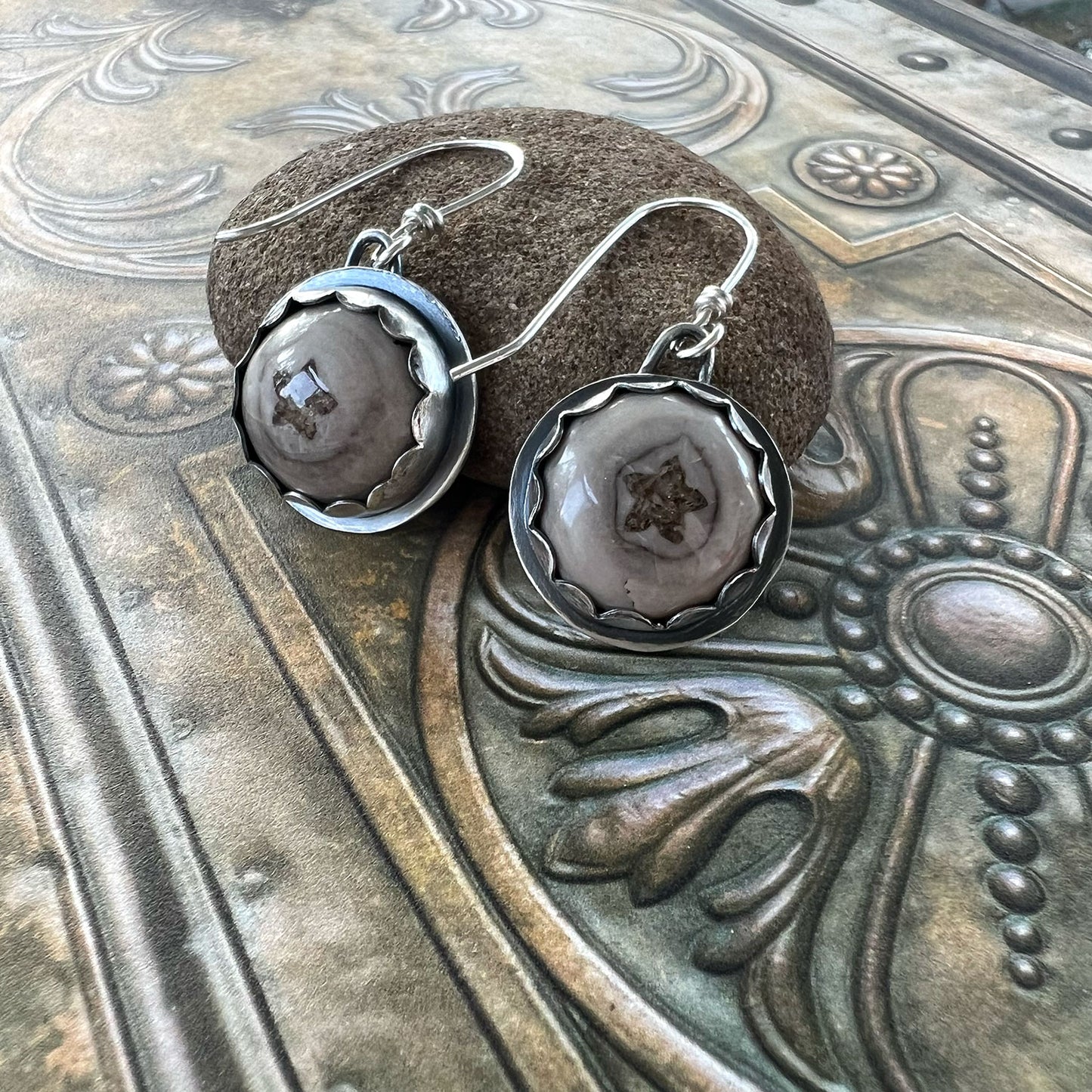 STERLING SILVER STAR CRINOID EARRINGS - GROUNDING TALISMAN