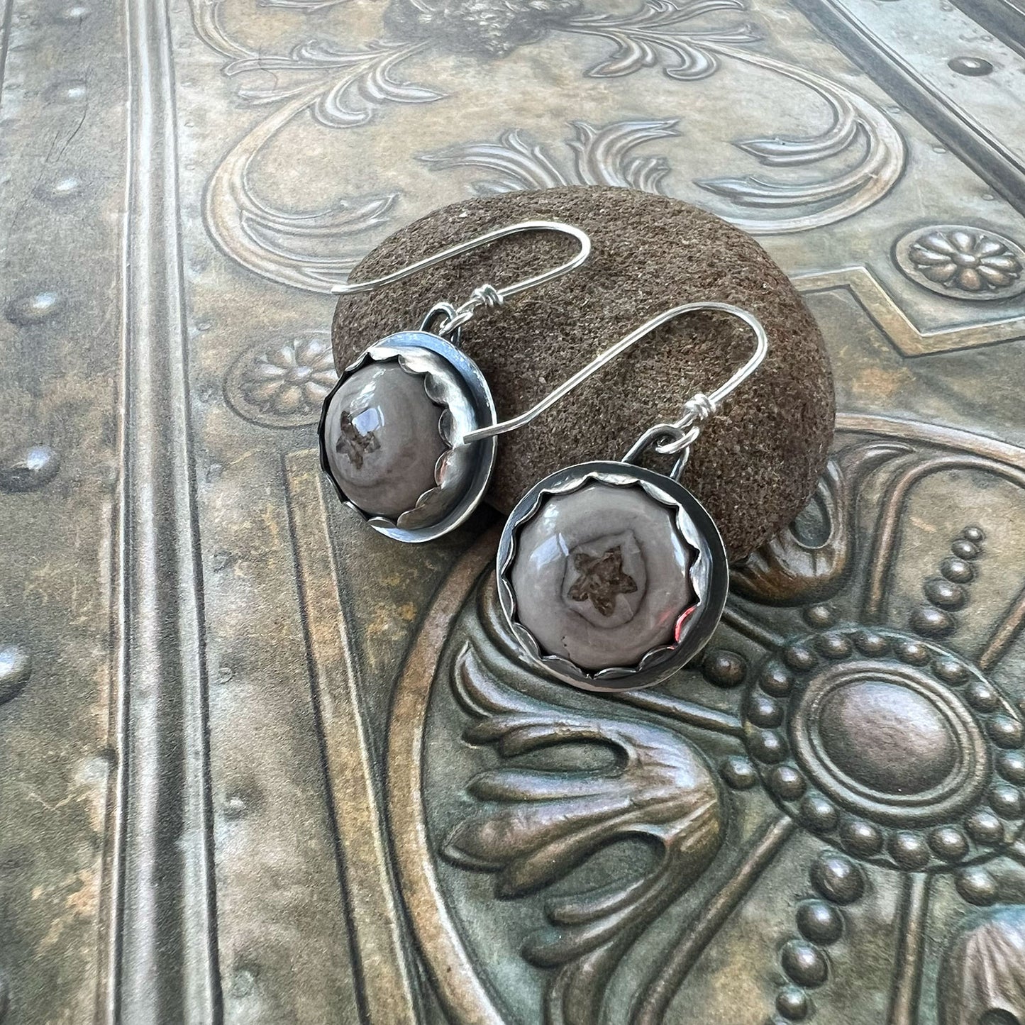 STERLING SILVER STAR CRINOID EARRINGS - GROUNDING TALISMAN