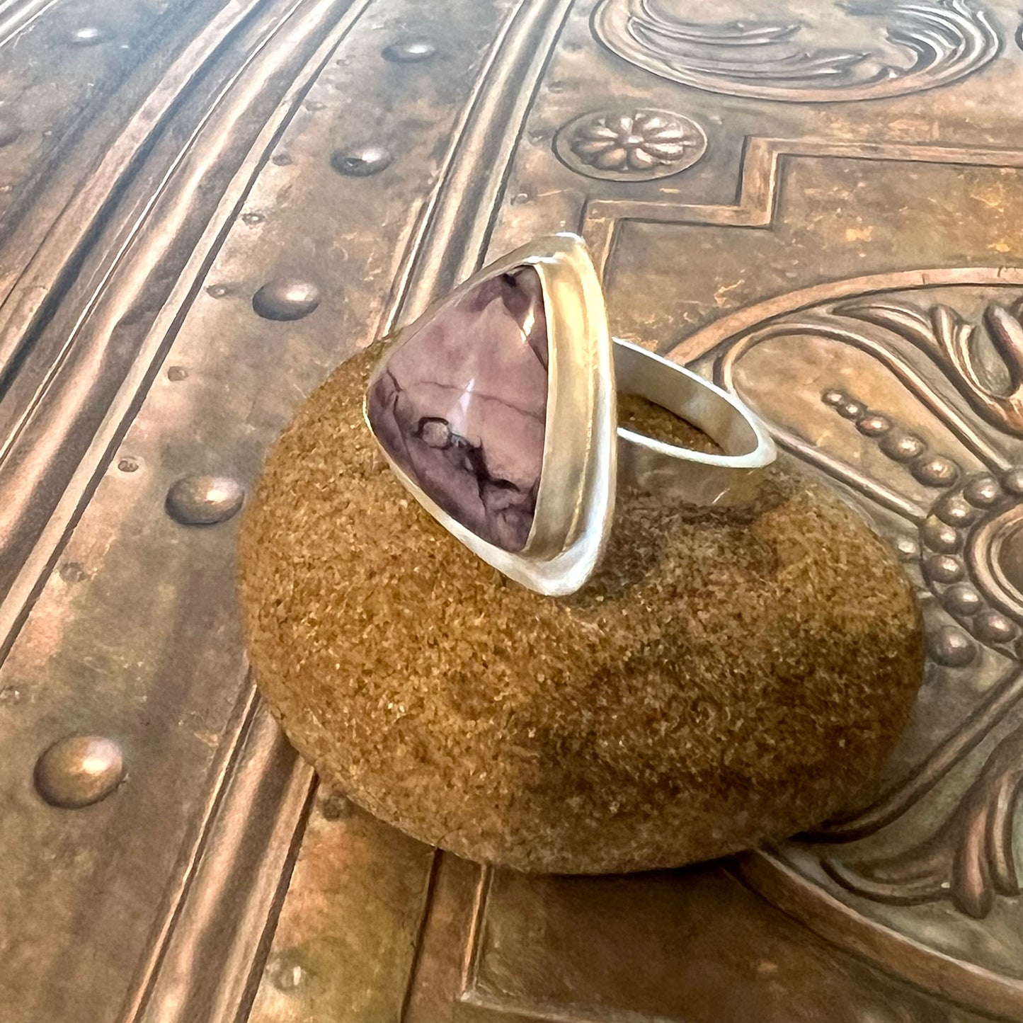 STERLING SILVER TIFFANY STONE TRIANGLE RING - I RELEASE TALISMAN