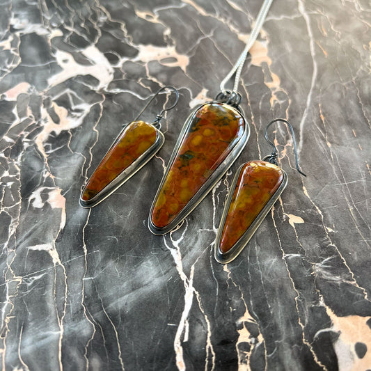 STERLING SILVER TIGER TAIL JASPER SET - MOTHER EARTH TALISMAN