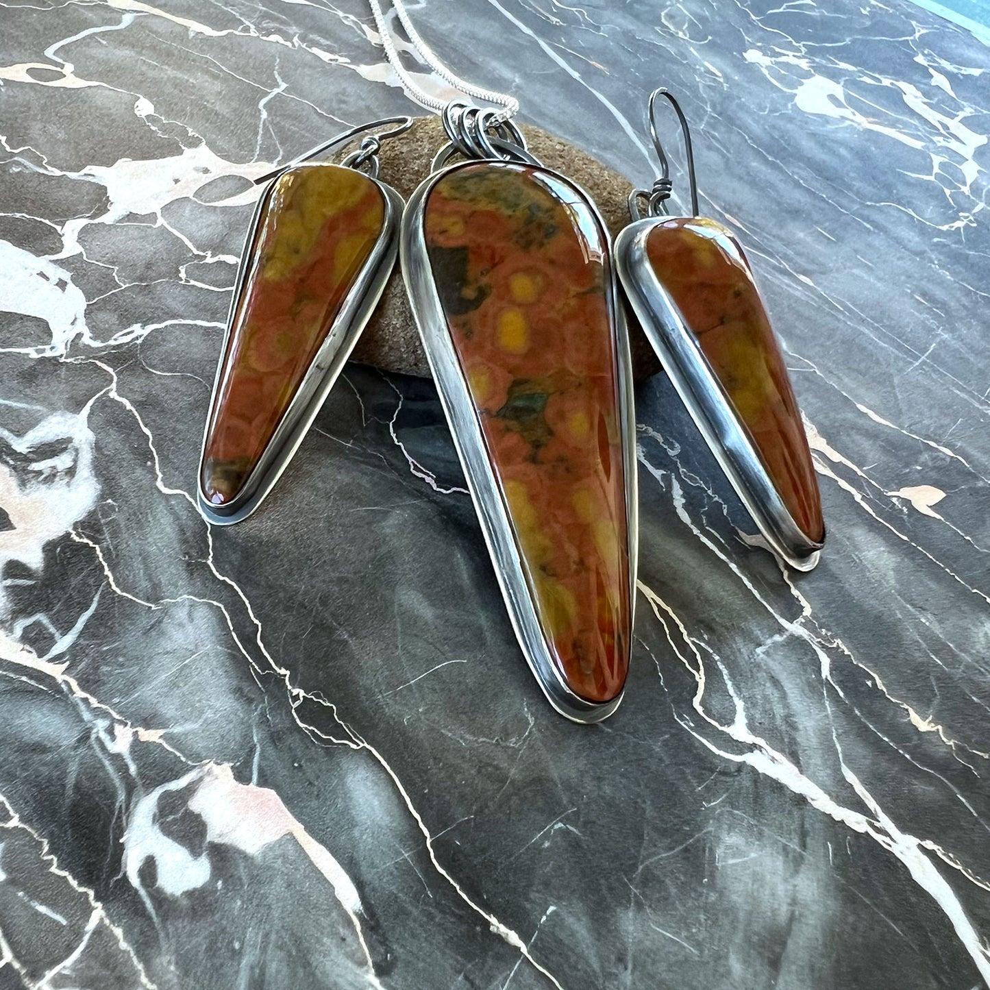 STERLING SILVER TIGER TAIL JASPER SET - MOTHER EARTH TALISMAN