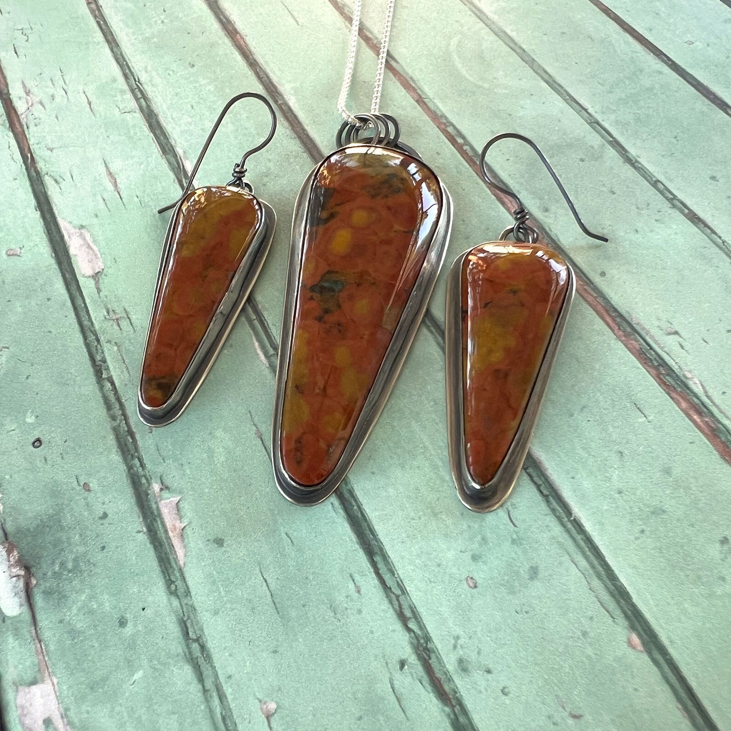 STERLING SILVER TIGER TAIL JASPER SET - MOTHER EARTH TALISMAN