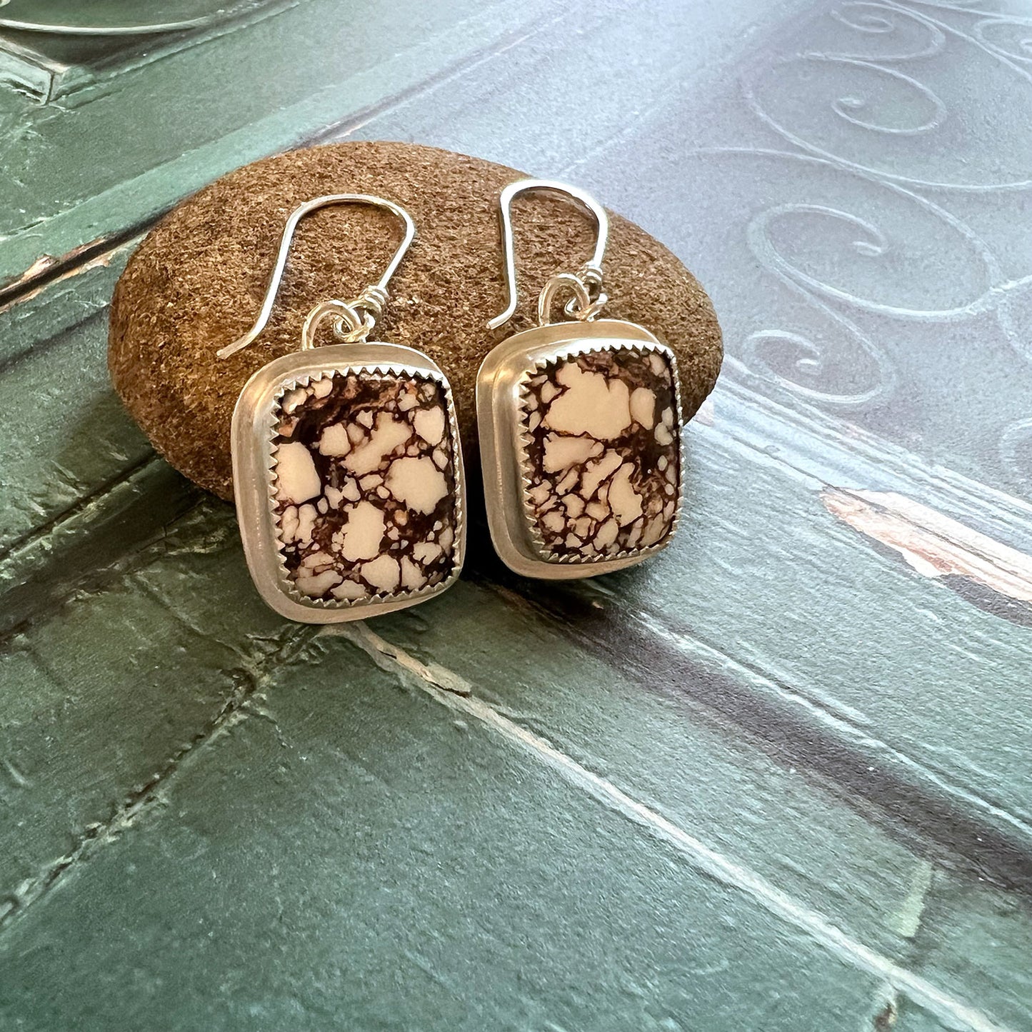 STERLING SILVER WILD HORSE MAGNESITE EARRINGS - CREATIVE BOOST TALISMAN