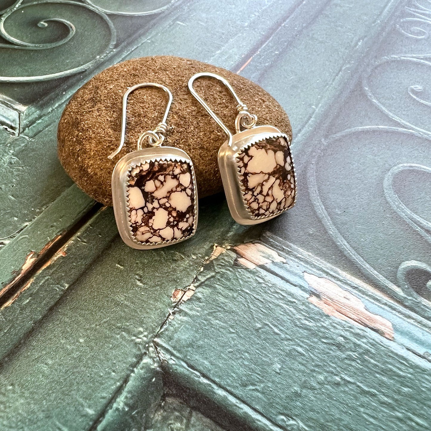 STERLING SILVER WILD HORSE MAGNESITE EARRINGS - CREATIVE BOOST TALISMAN