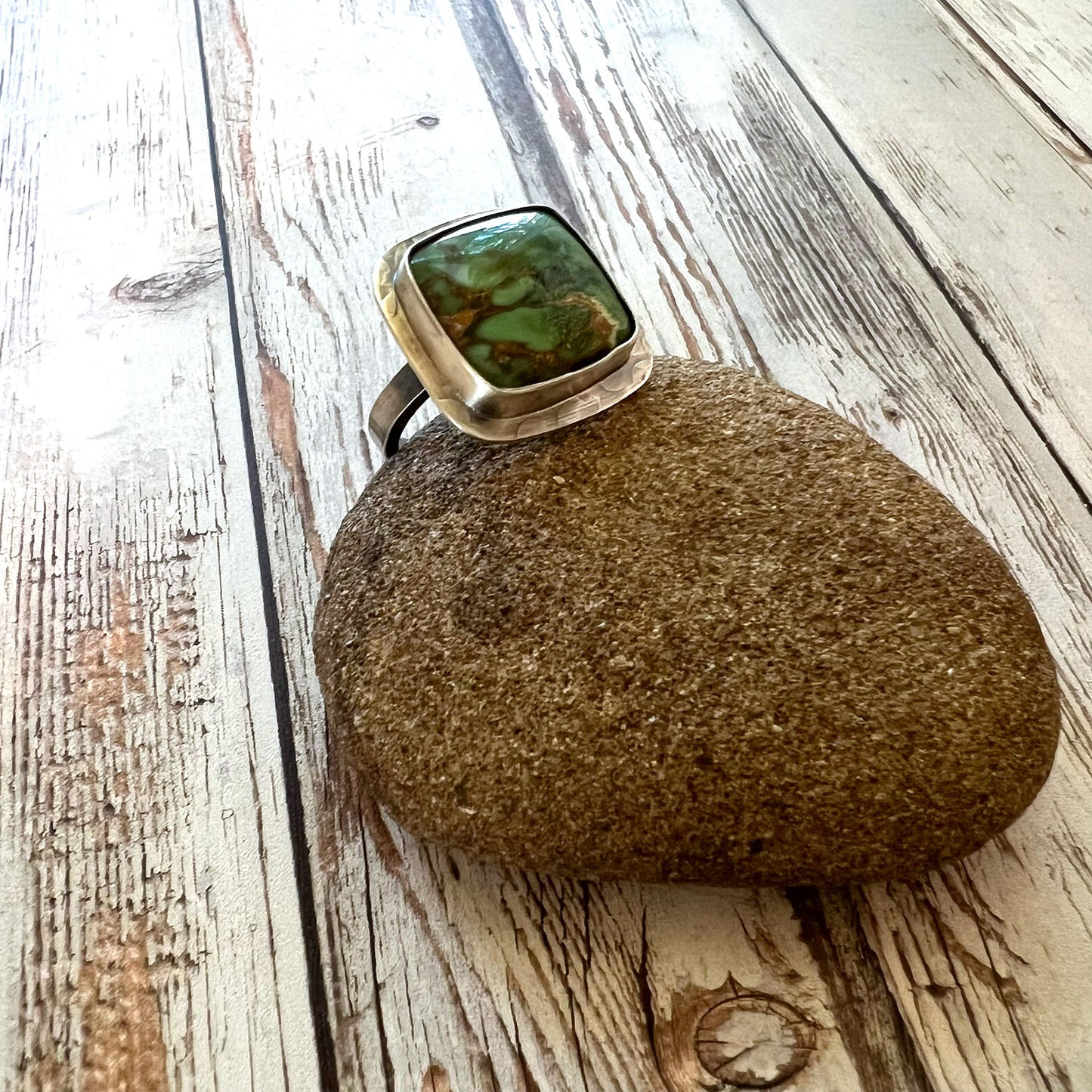 STERLING SILVER WOODLAND VARISCITE RING - JOYFUL TALISMAN