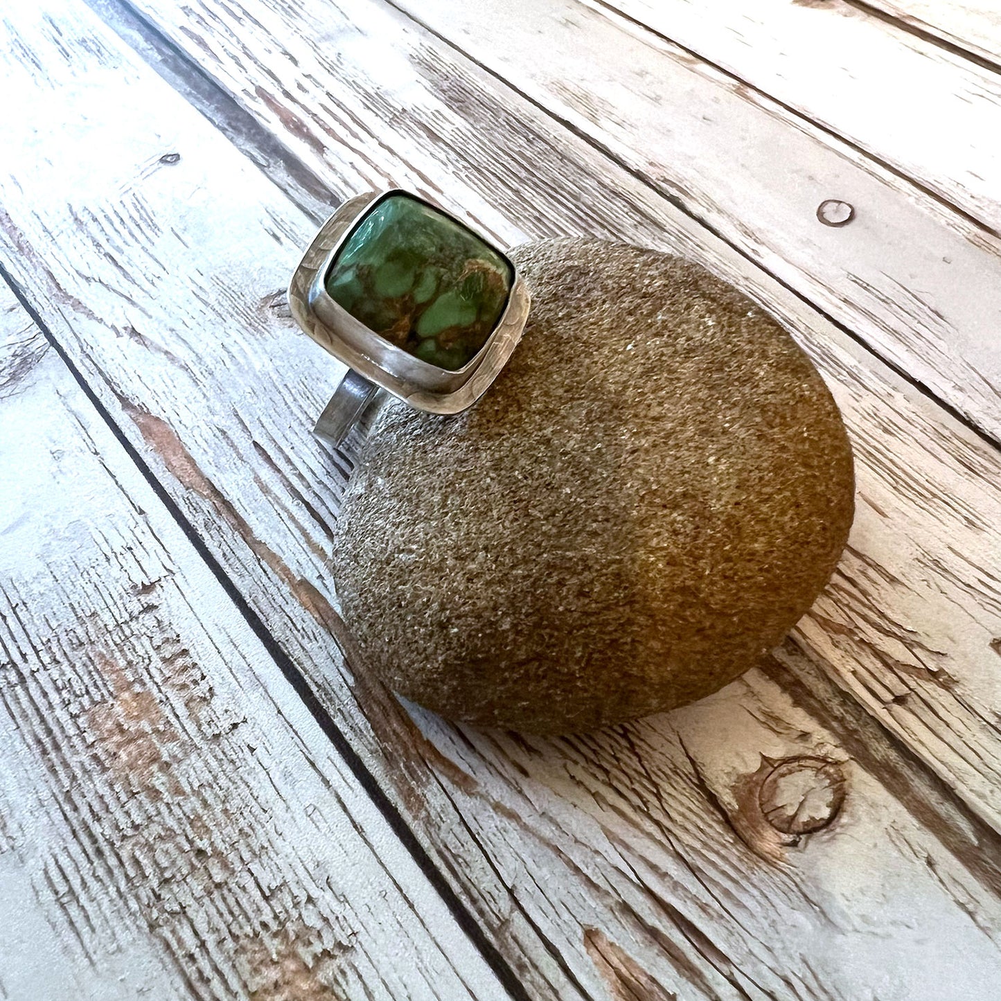 STERLING SILVER WOODLAND VARISCITE RING - JOYFUL TALISMAN