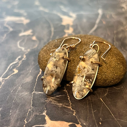 STERLING SILVER BRONZE CHALCEDONY EARRINGS - GOOD WILL TALISMA