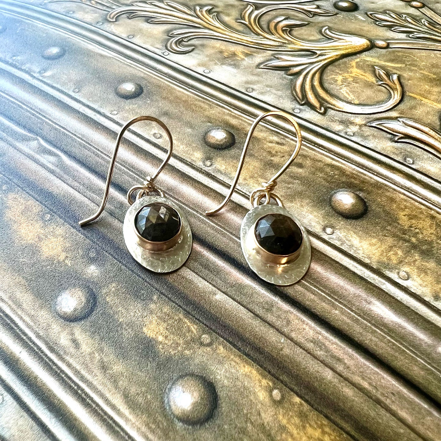 STERLING/GOLD FILLED CHOCOLATE SAPPHIRE EARRINGS - INSPIRATION TALISMAN