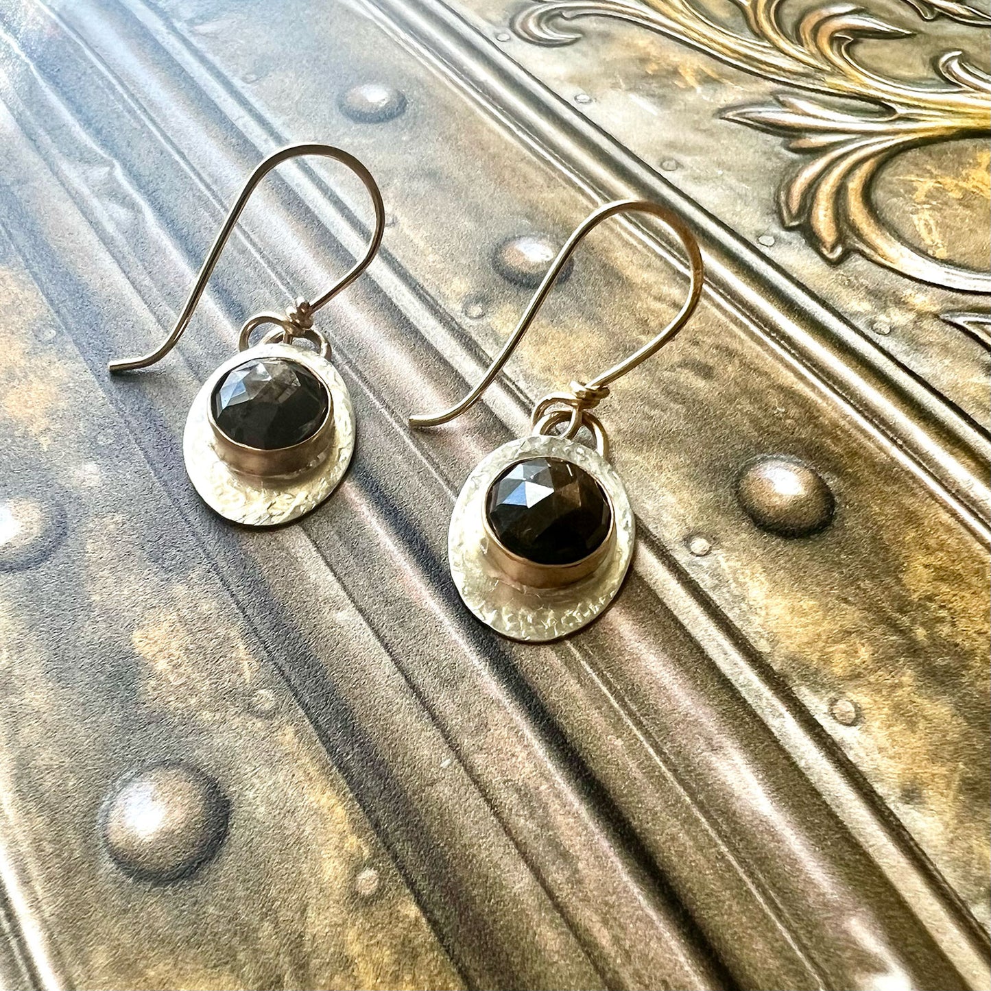 STERLING/GOLD FILLED CHOCOLATE SAPPHIRE EARRINGS - INSPIRATION TALISMAN