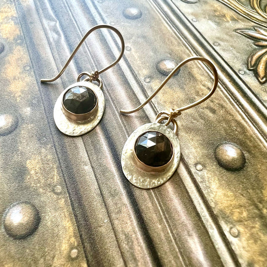 STERLING/GOLD FILLED CHOCOLATE SAPPHIRE EARRINGS - INSPIRATION TALISMAN
