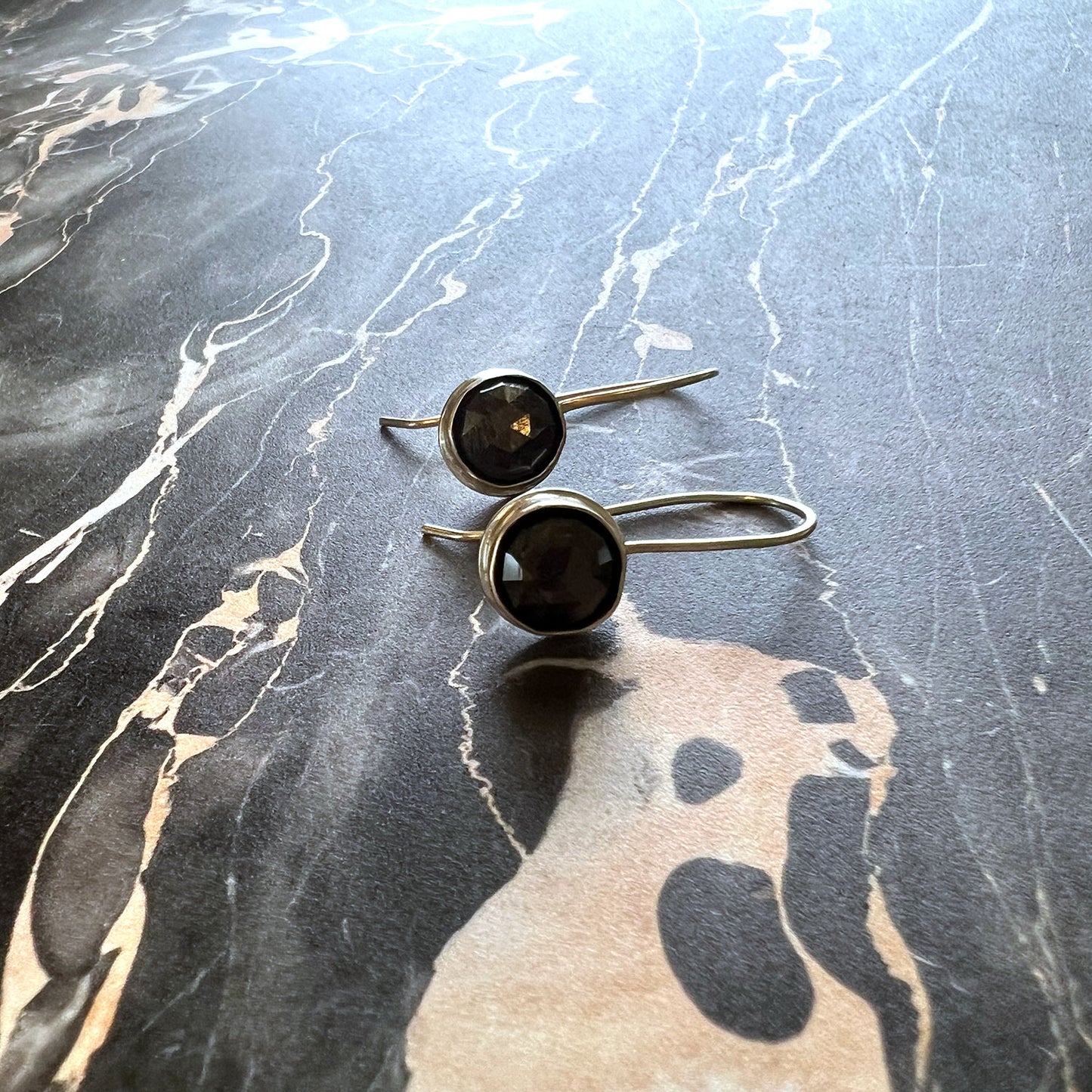 STERLING/GOLD FILLED CHOCOLATE SAPPHIRE EARRINGS - INSPIRATION TALISMAN