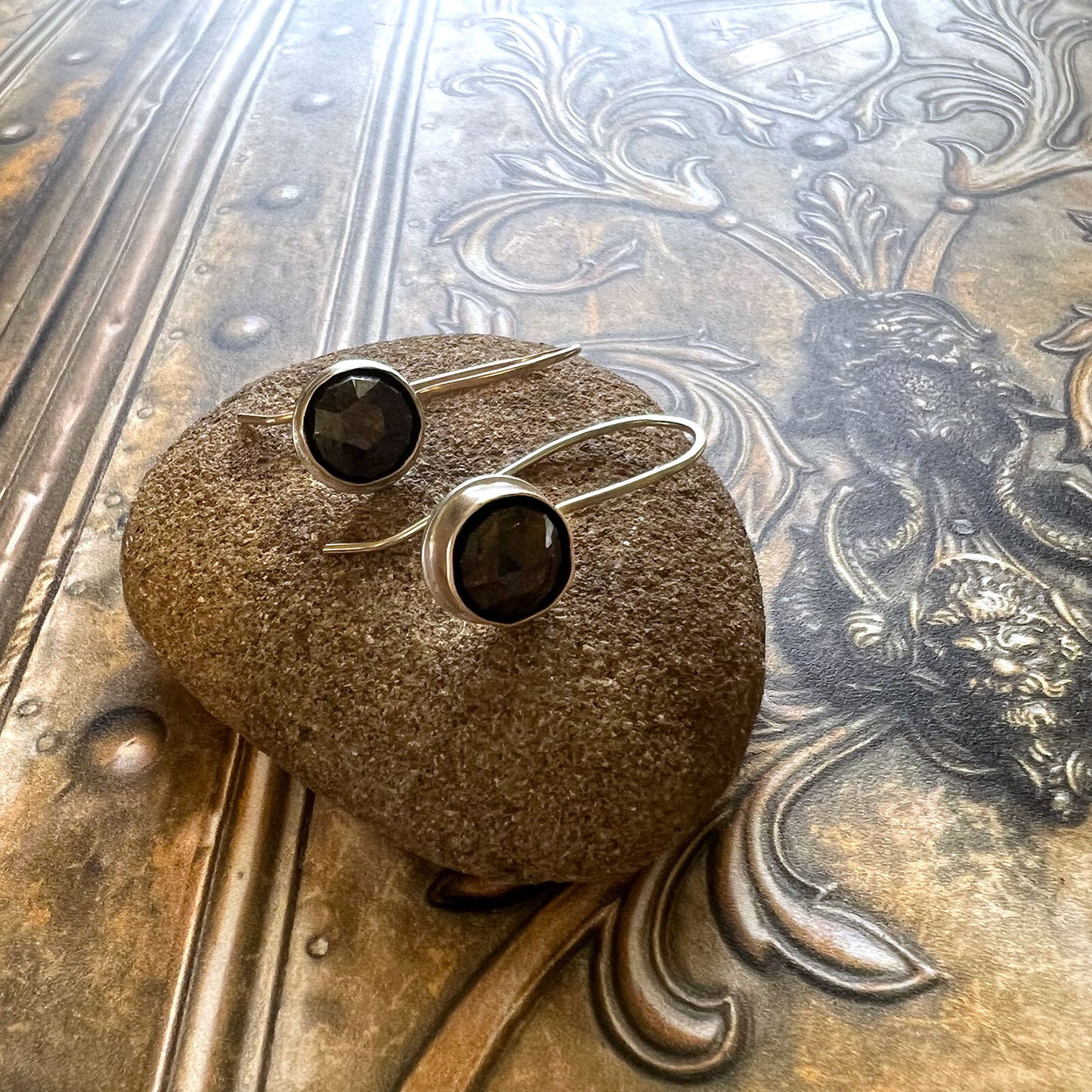 STERLING/GOLD FILLED CHOCOLATE SAPPHIRE EARRINGS - INSPIRATION TALISMAN