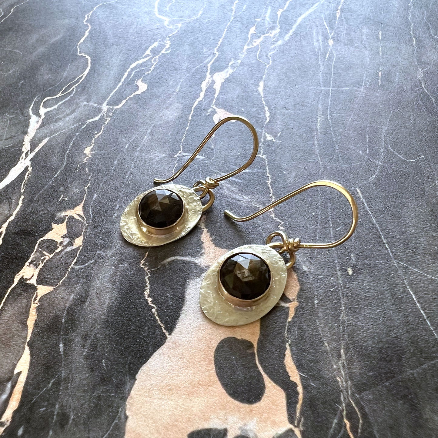 STERLING/GOLD FILLED CHOCOLATE SAPPHIRE EARRINGS - INSPIRATION TALISMAN
