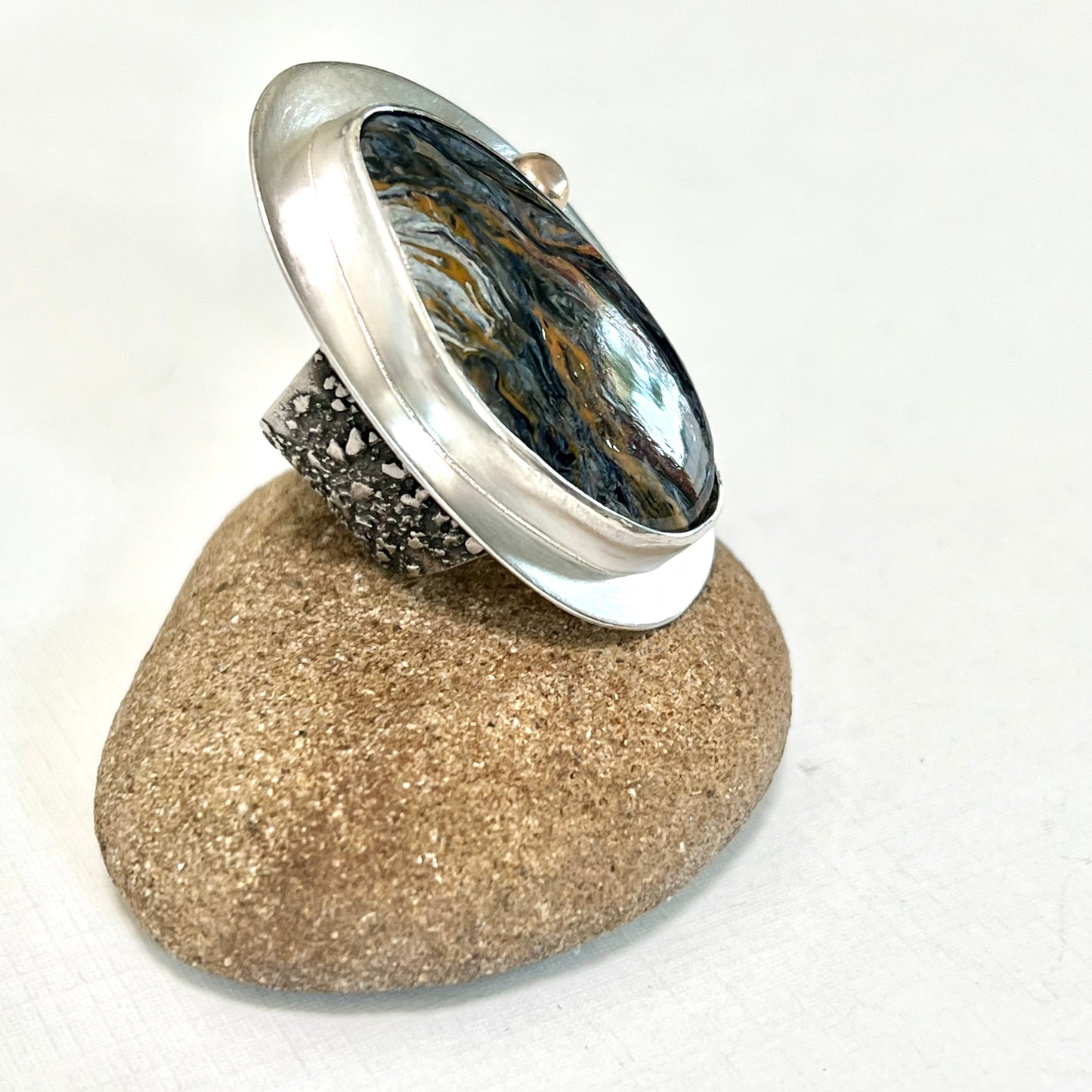 STERLING SILVER PIETERSITE RING - CLEANSING STORM TALISMAN