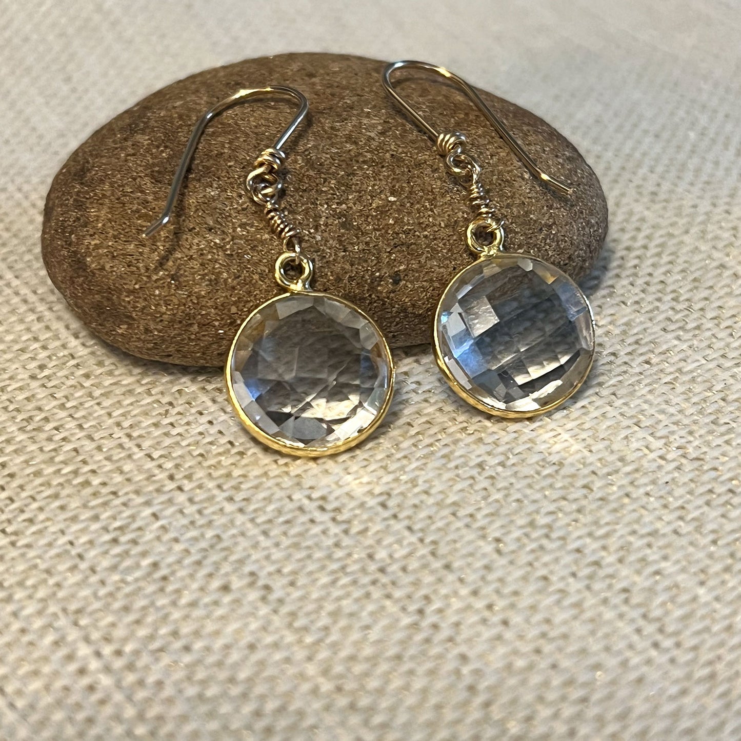 RESERVED - GOLD FILLED FACETED QUARTZ DISC EARRINGS - POWER TO ELEVATE TALISMAN