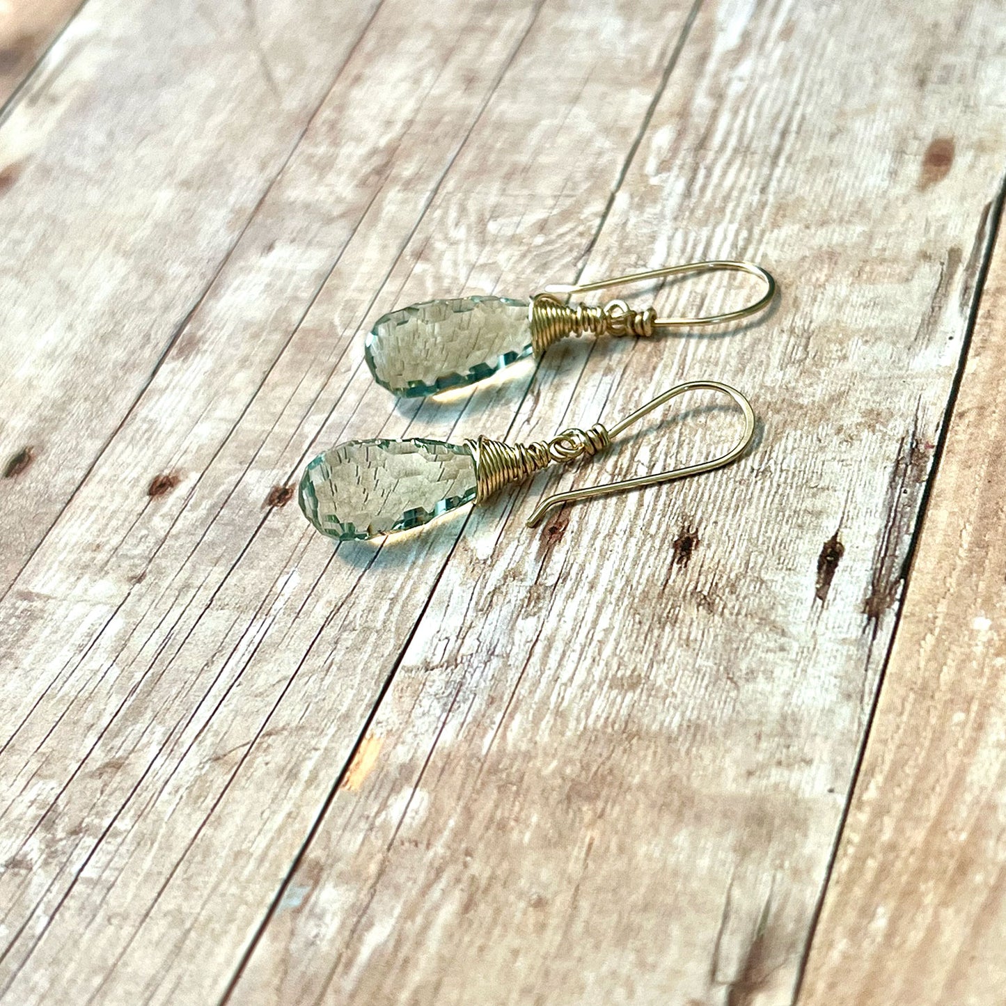 GOLD FILLED GREEN AMETHYST BRIOLETTE EARRINGS - DREAMLAND TALISMAN