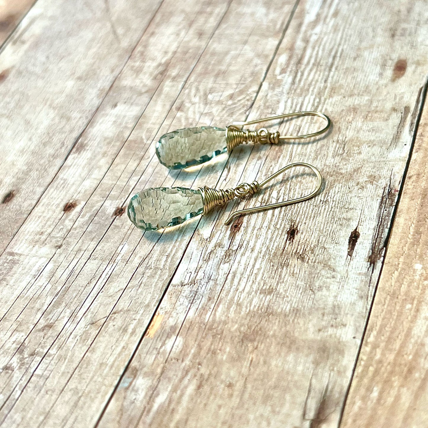 GOLD FILLED GREEN AMETHYST BRIOLETTE EARRINGS - DREAMLAND TALISMAN