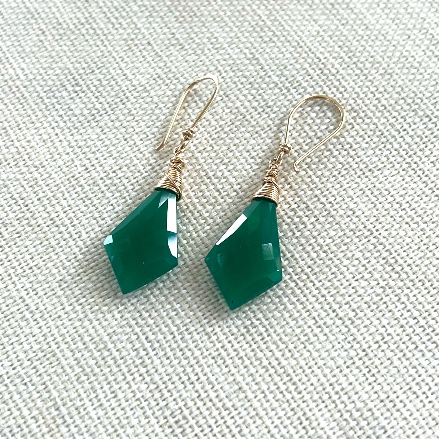 GOLD FILLED GREEN ONYX EARRINGS - SELF CONTROL TALISMAN