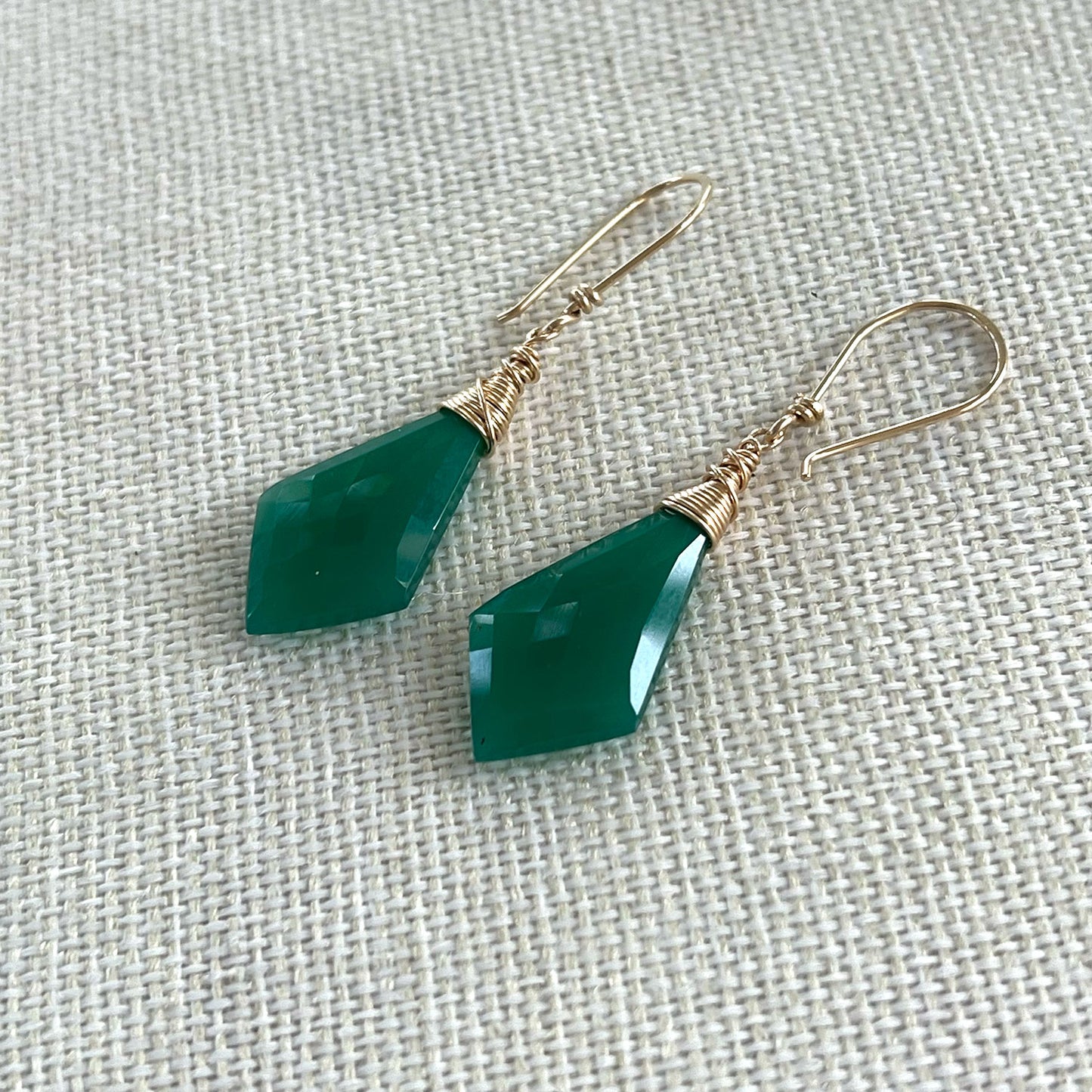 GOLD FILLED GREEN ONYX EARRINGS - SELF CONTROL TALISMAN