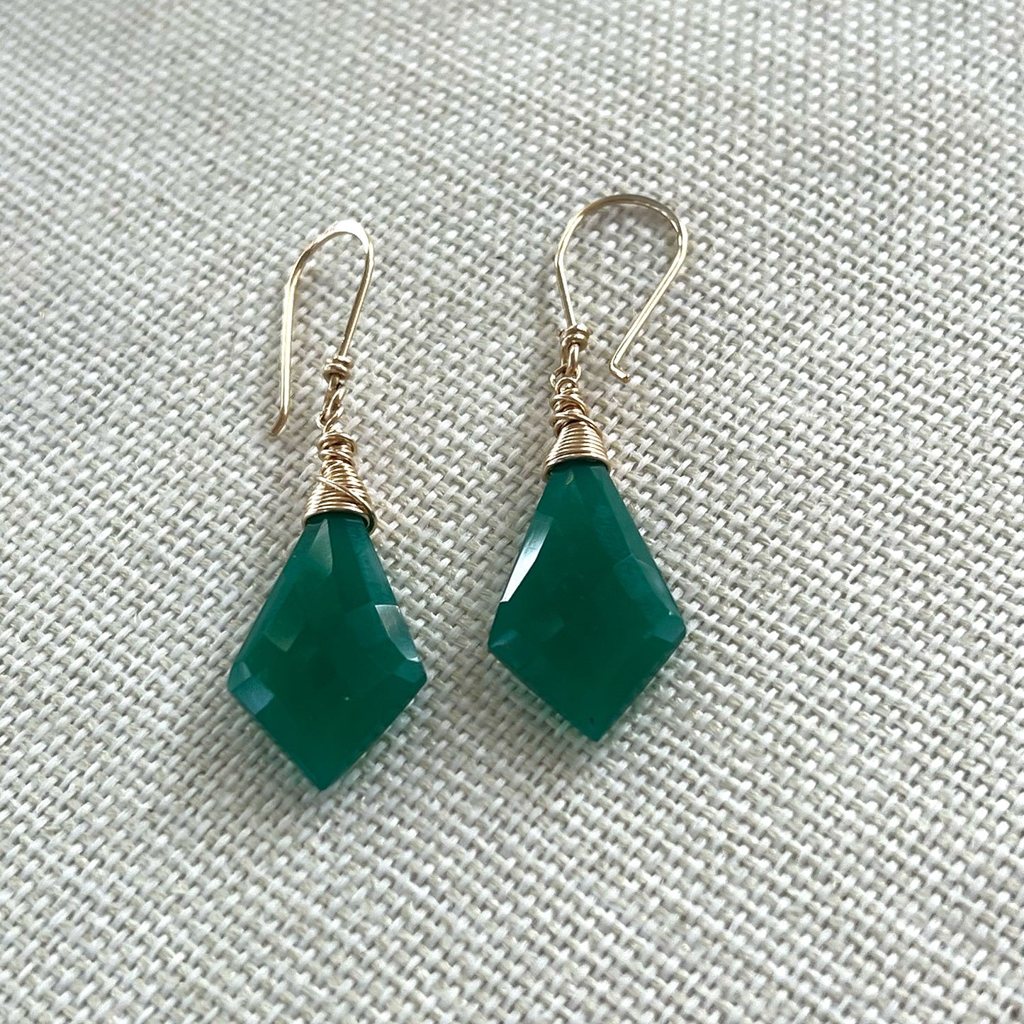 GOLD FILLED GREEN ONYX EARRINGS - SELF CONTROL TALISMAN