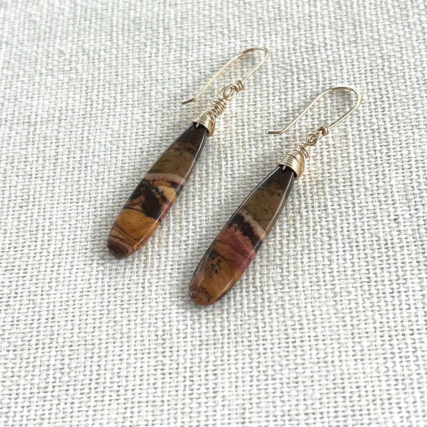 GEMSTONE LONG DROP EARRINGS - TALISMAN JEWELRY