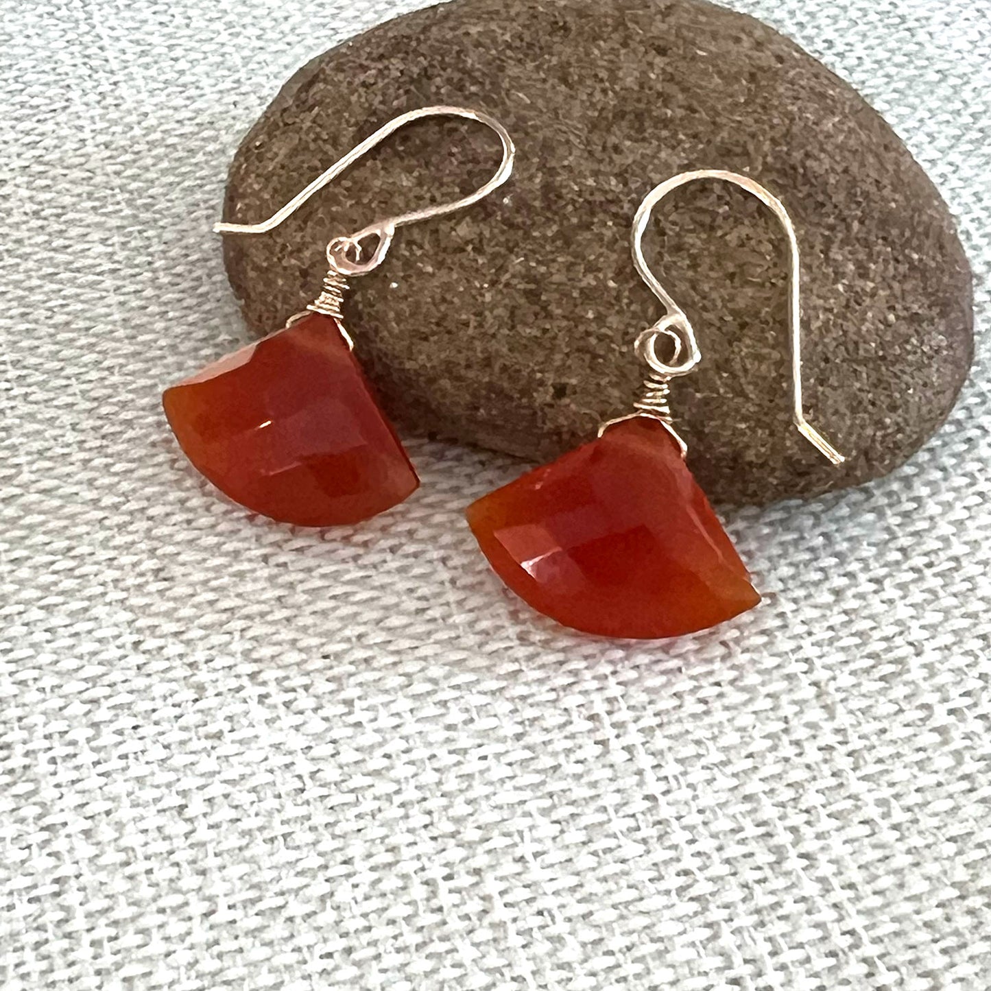 GOLD FILLED CARNELIAN EARRINGS - COURAGE TALISMAN