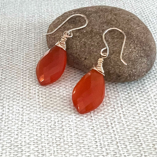 GOLD FILLED CARNELIAN EARRINGS - COURAGE TALISMAN