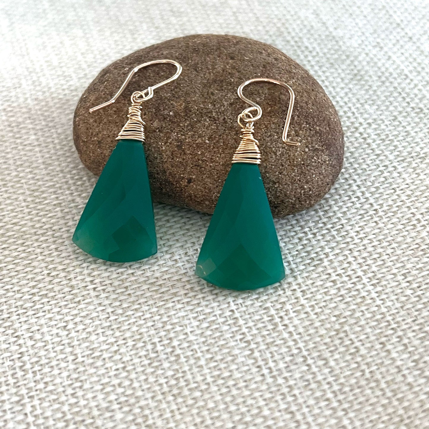 GOLD FILLED GREEN ONYX EARRINGS - SELF CONTROL TALISMAN