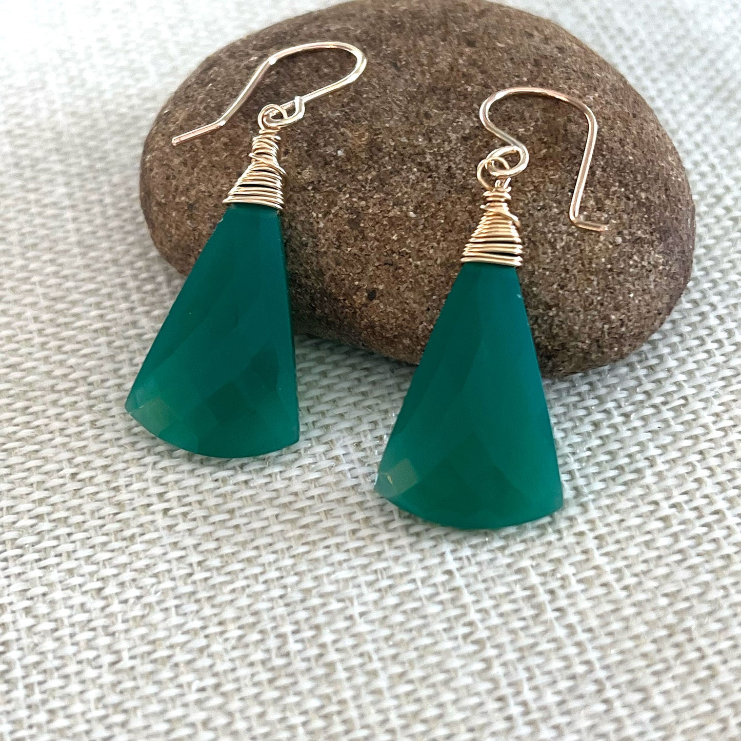 GOLD FILLED GREEN ONYX EARRINGS - SELF CONTROL TALISMAN