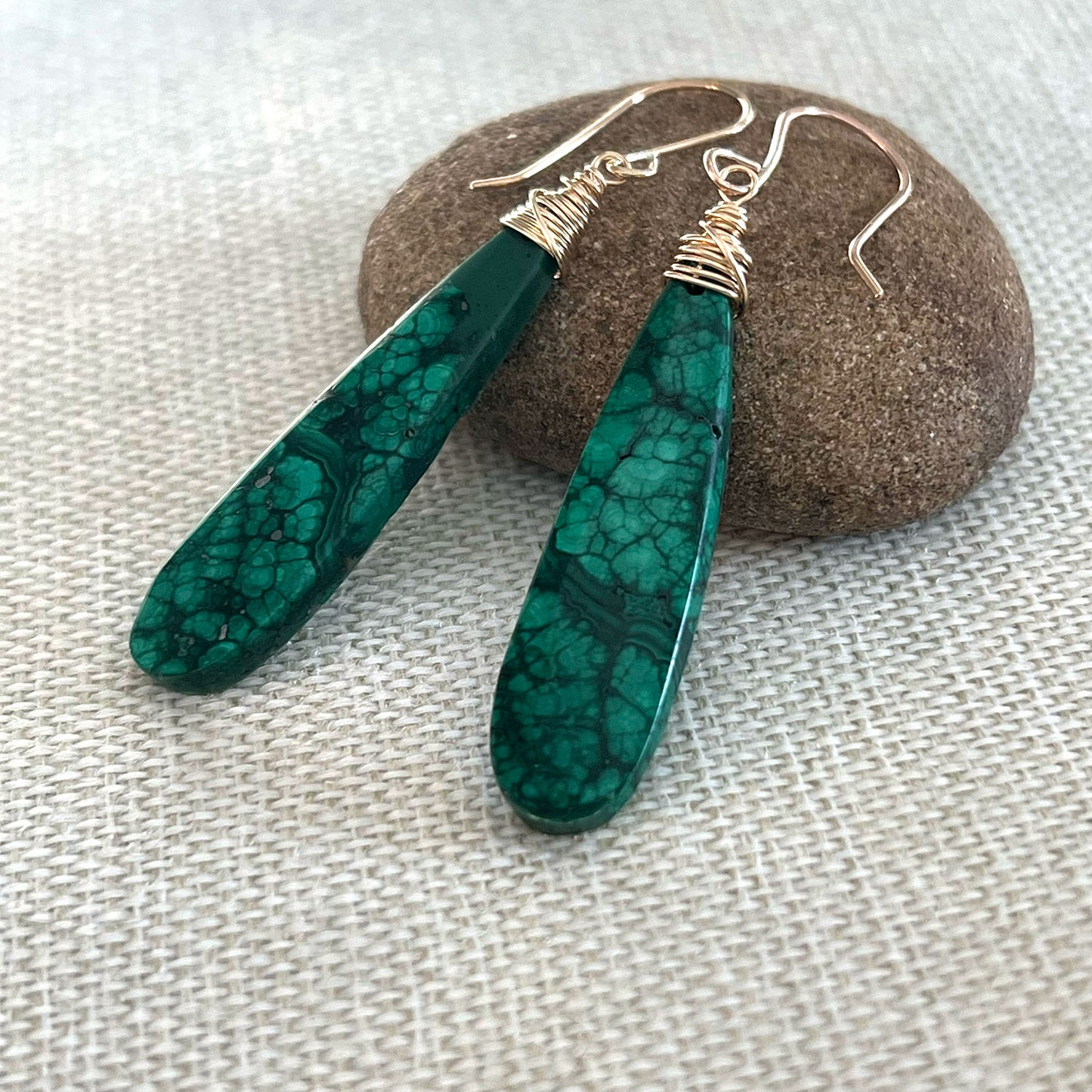 GOLD FILLED MALACHITE EARRINGS - VISION TALISMAN