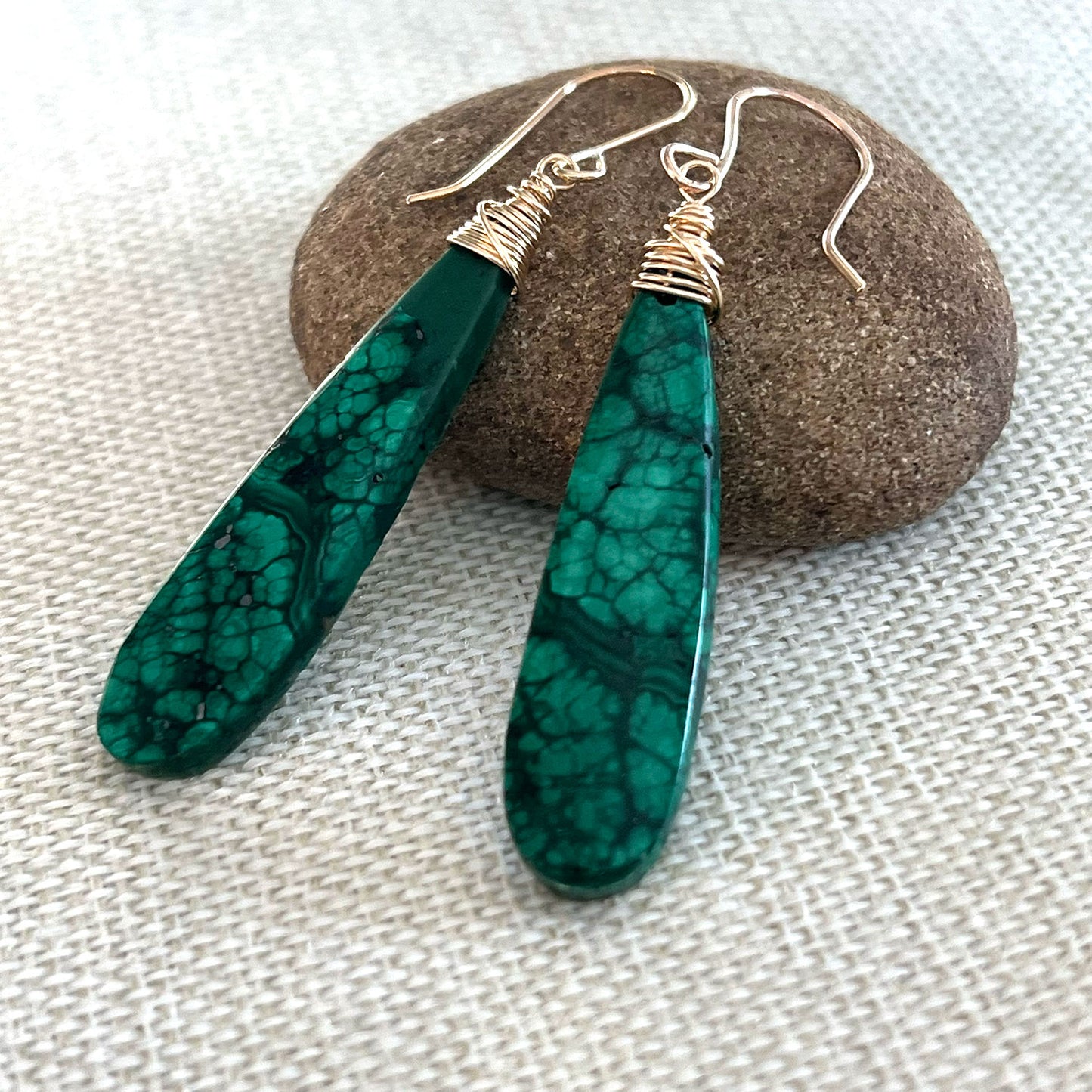 GOLD FILLED MALACHITE EARRINGS - VISION TALISMAN