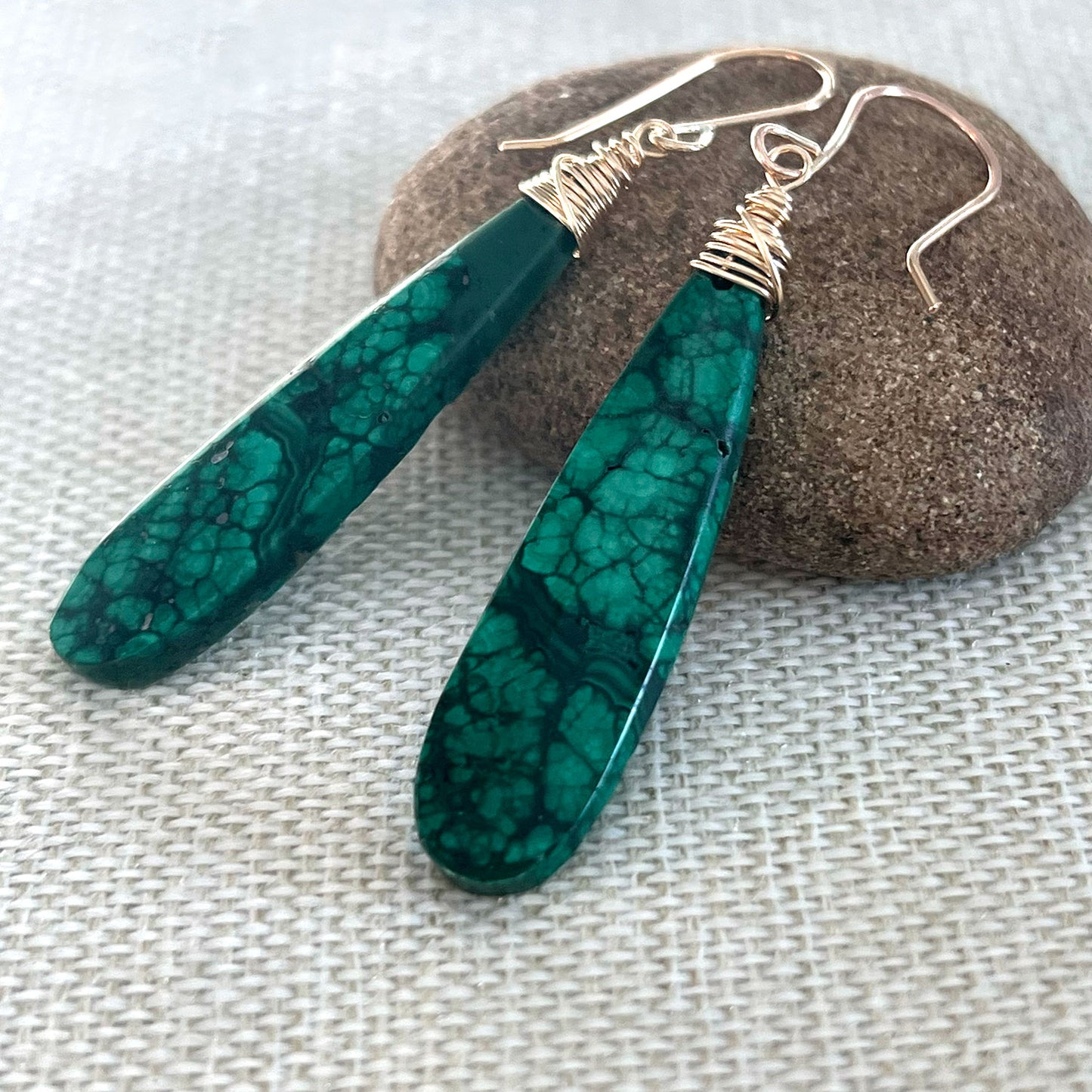 GOLD FILLED MALACHITE EARRINGS - VISION TALISMAN