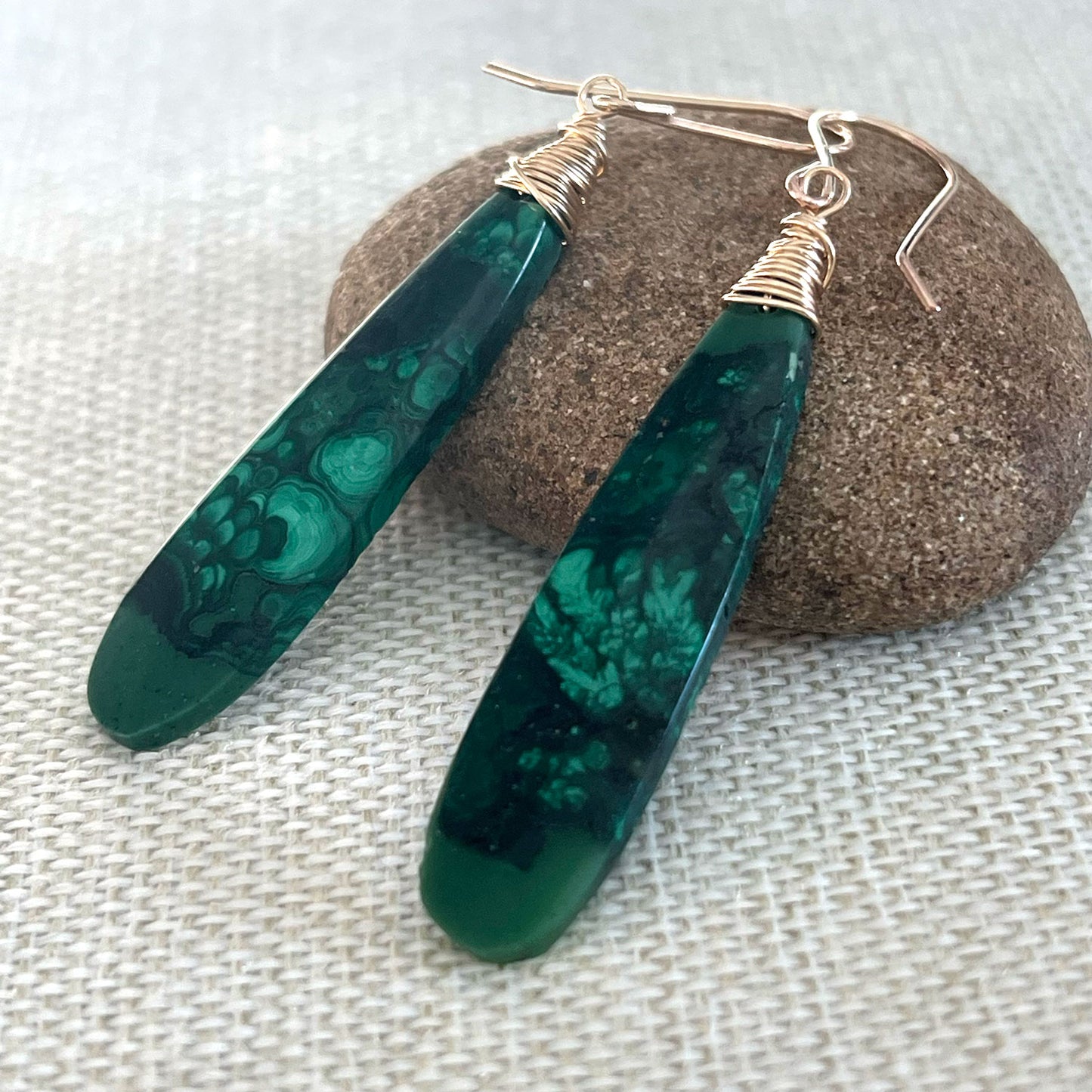 GOLD FILLED MALACHITE EARRINGS - VISION TALISMAN