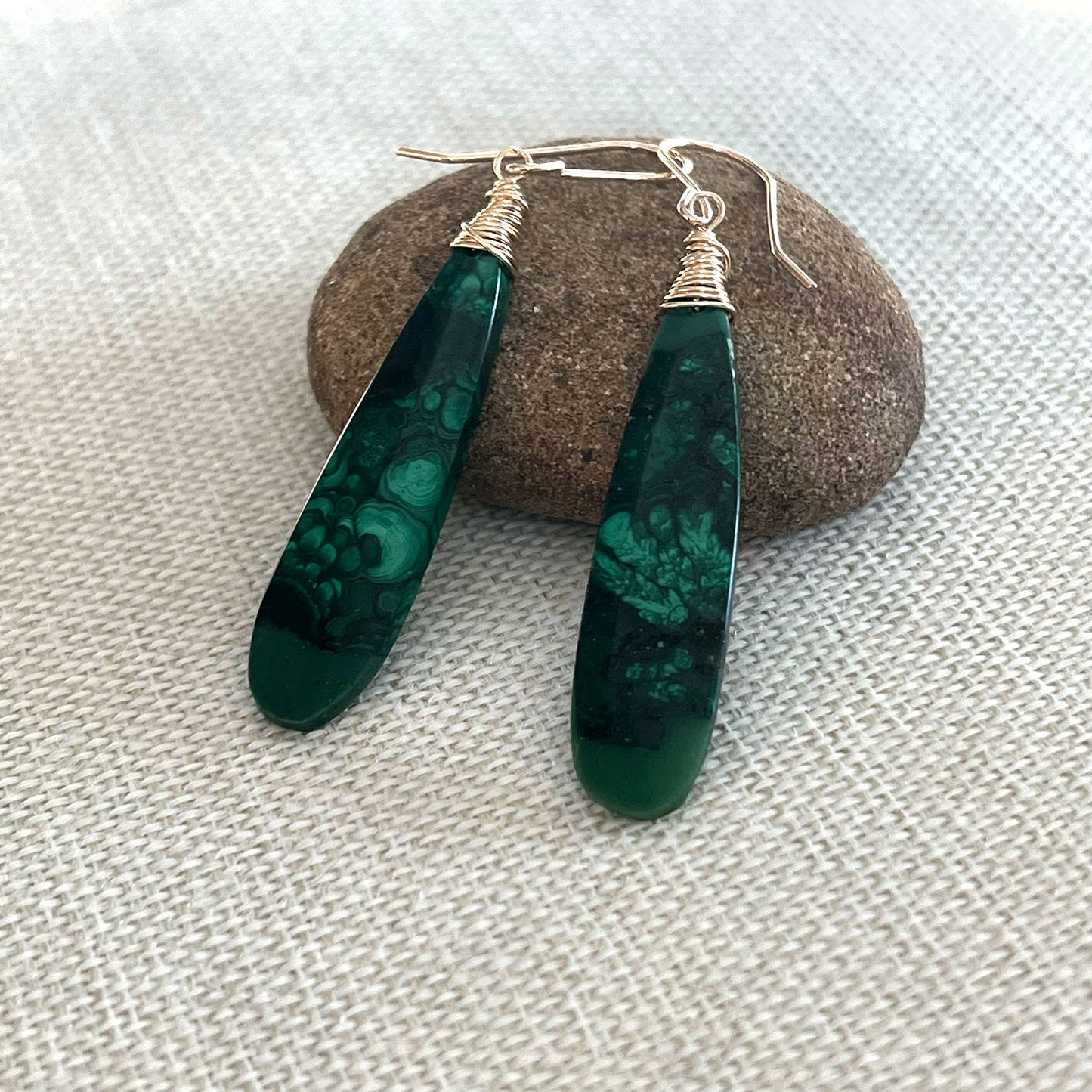 GOLD FILLED MALACHITE EARRINGS - VISION TALISMAN