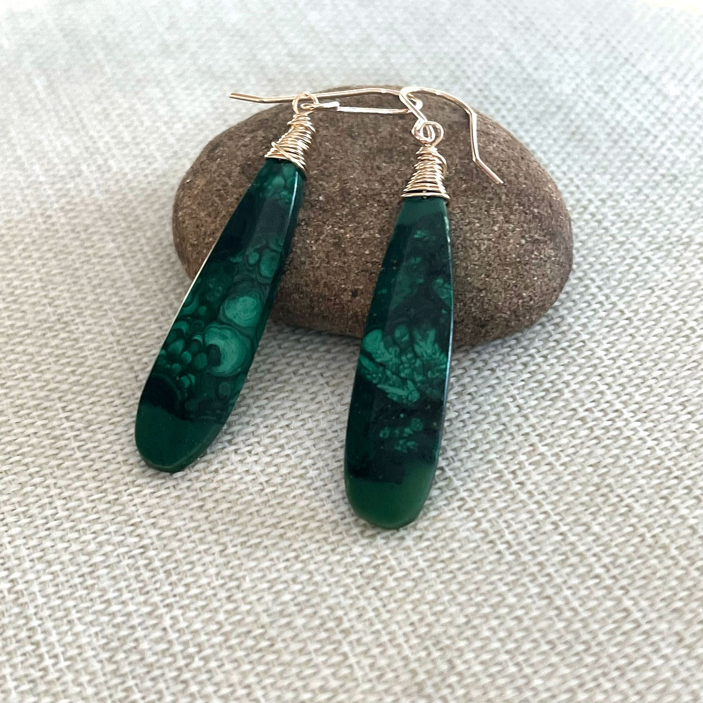 GOLD FILLED MALACHITE EARRINGS - VISION TALISMAN