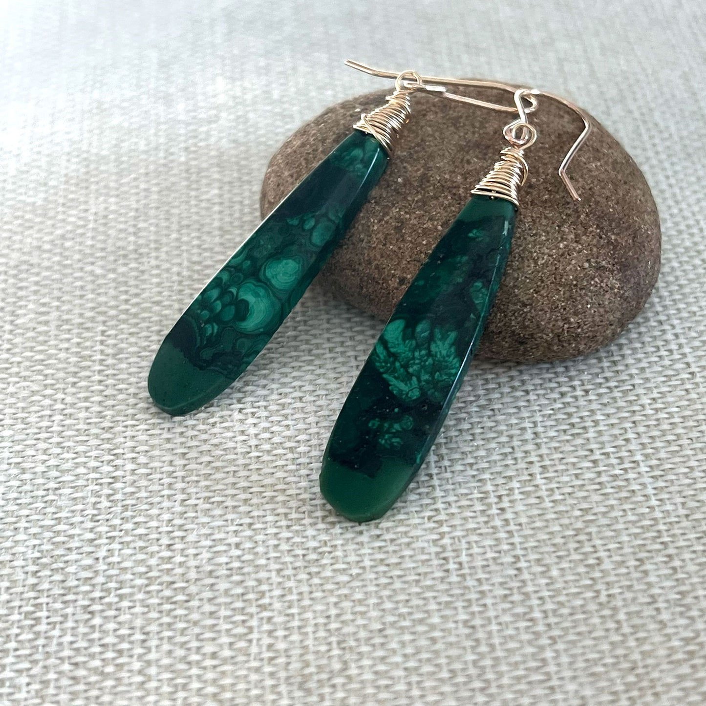 GOLD FILLED MALACHITE EARRINGS - VISION TALISMAN