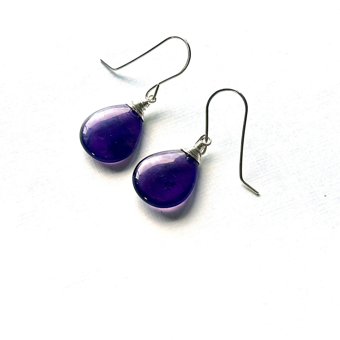 STERLING SILVER AMETHYST TEARDROP EARRINGS - DREAMLAND TALISMAN