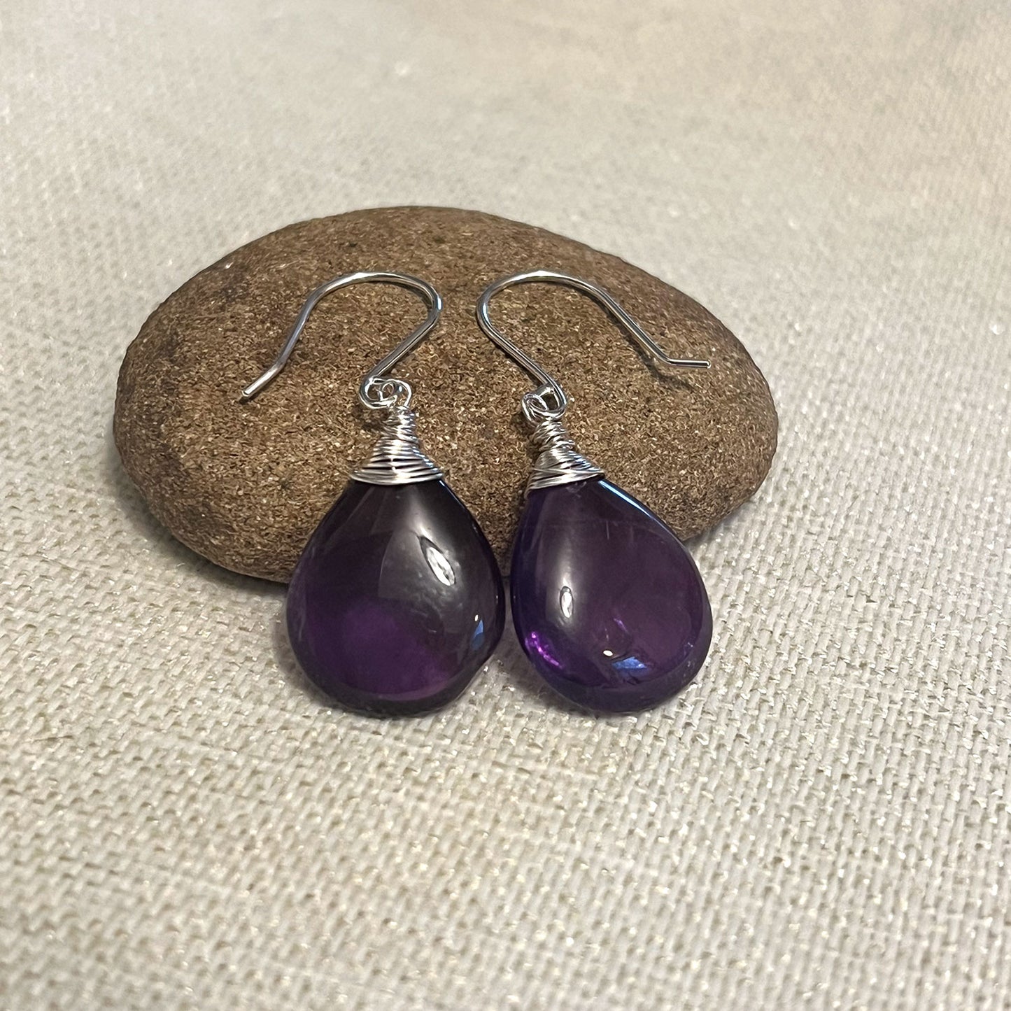 STERLING SILVER AMETHYST TEARDROP EARRINGS - DREAMLAND TALISMAN